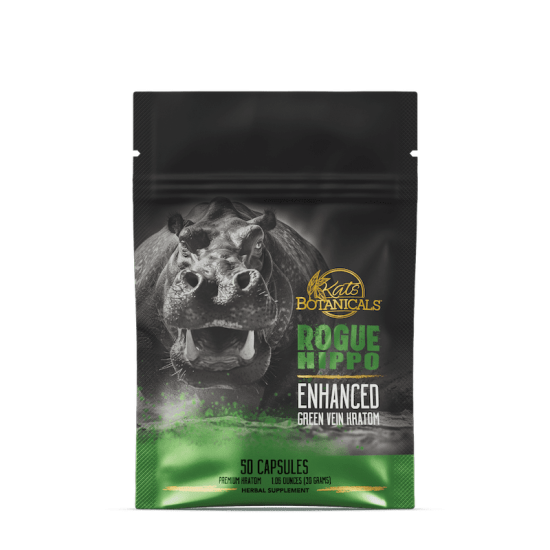Rogue Hippo - Enhanced Green Vein Kratom - 50 Capsules - Green