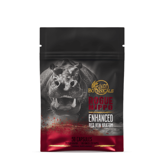 Rogue Hippo - Enhanced Green Vein Kratom - 50 Capsules - White