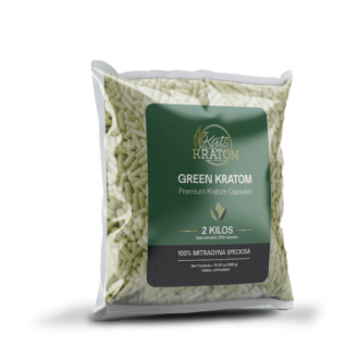 2 Kilo Green Kratom Capsules - Kats Botanicals