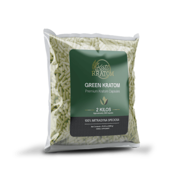 2 Kilo Green Kratom Capsules - Kats Botanicals