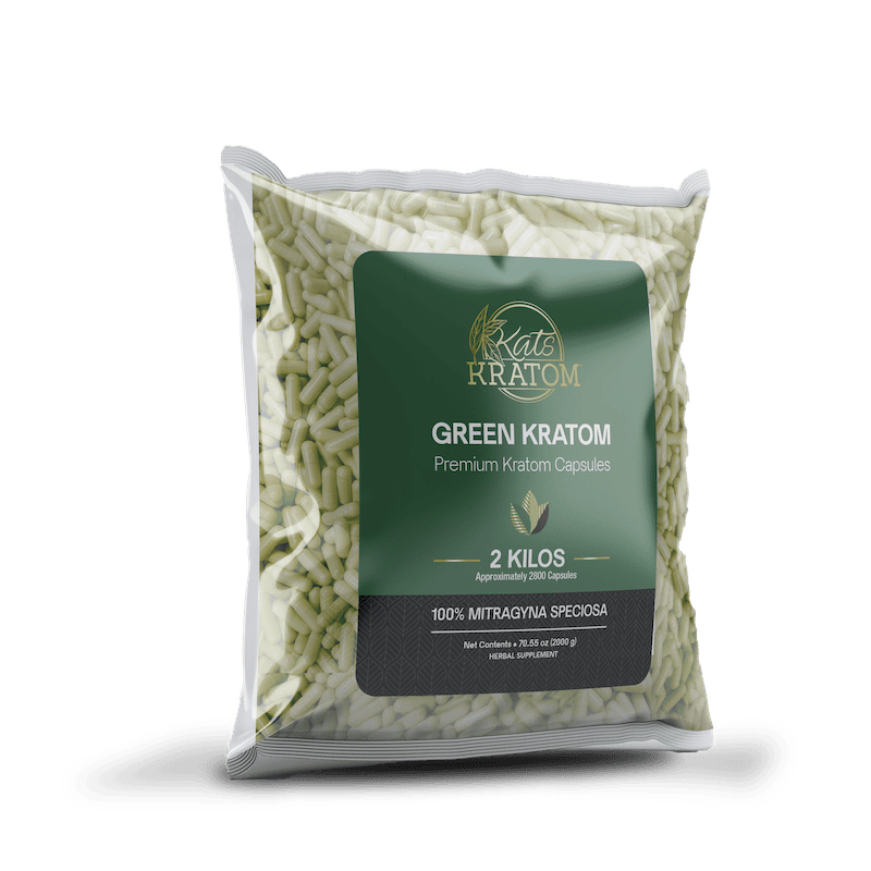 2 Kilo Green Kratom Capsules - Kats Botanicals