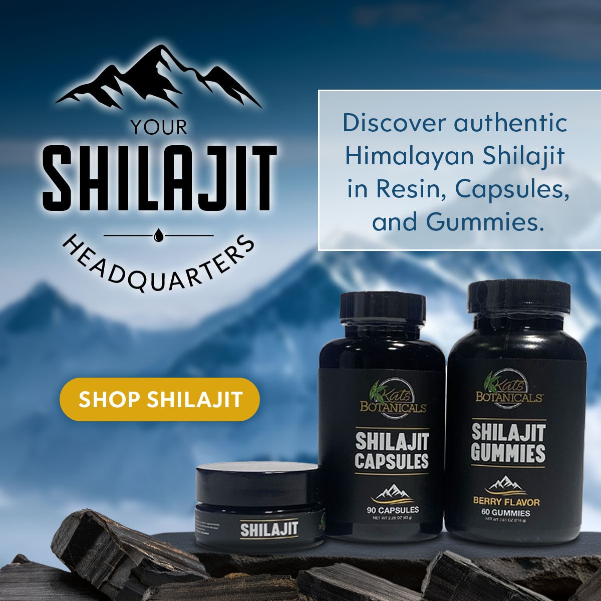 Shilajit Capsules, Gummies & Resin by Kats Botanicals