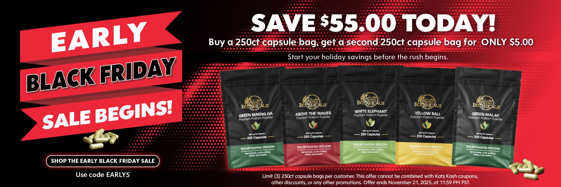 Early Black Friday - Kratom Capsule Sale - Kats Botanicals