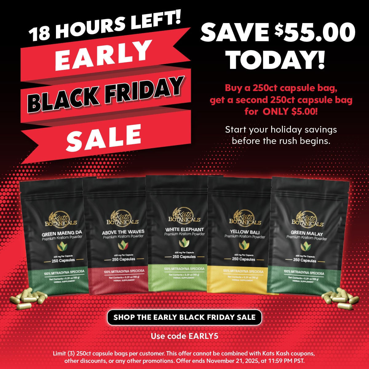 Early Black Friday - Kratom Capsule Sale - Kats Botanicals