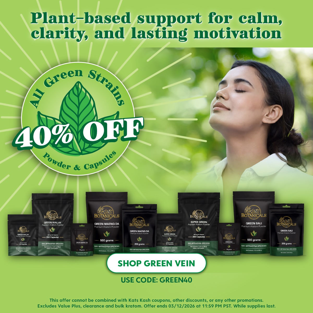 40% off Green Vein Kratom - Kats Botanicals
