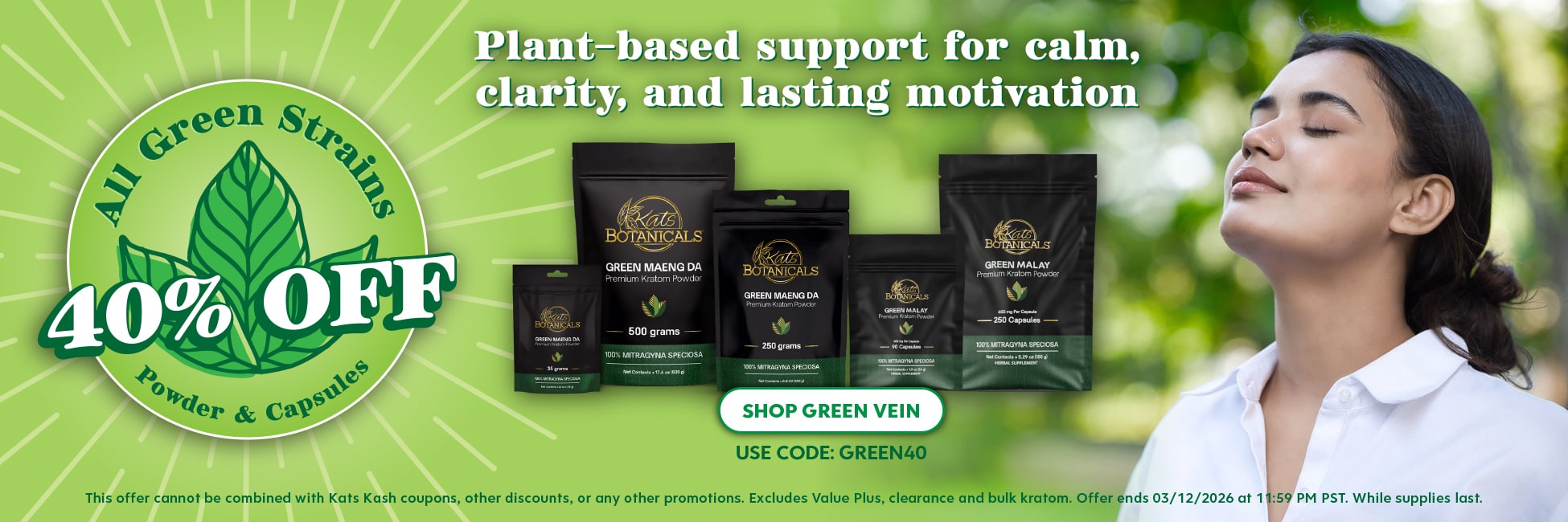 40% off Green Vein Kratom - Kats Botanicals