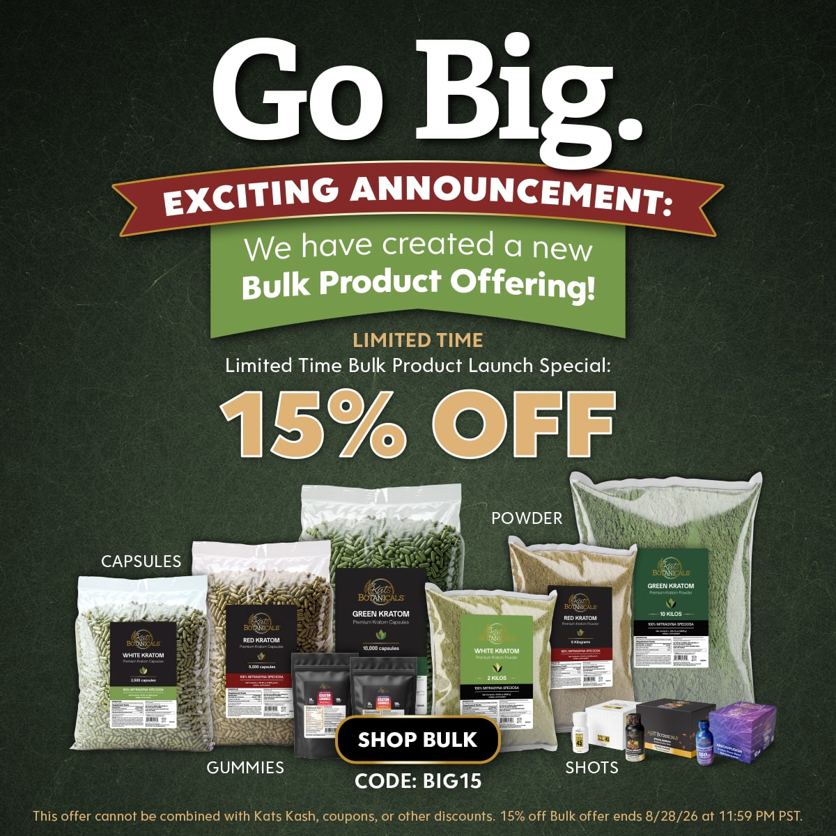 Kratom Bulk Program Launch 15% Off - Kats Botanicals