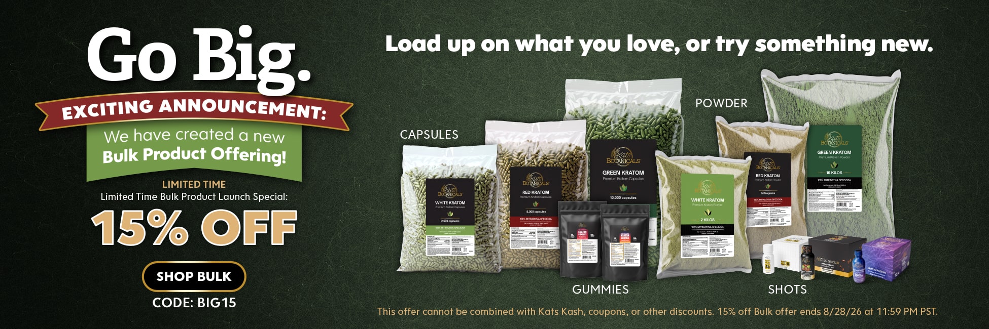 Kratom Bulk Program Launch 15% Off - Kats Botanicals