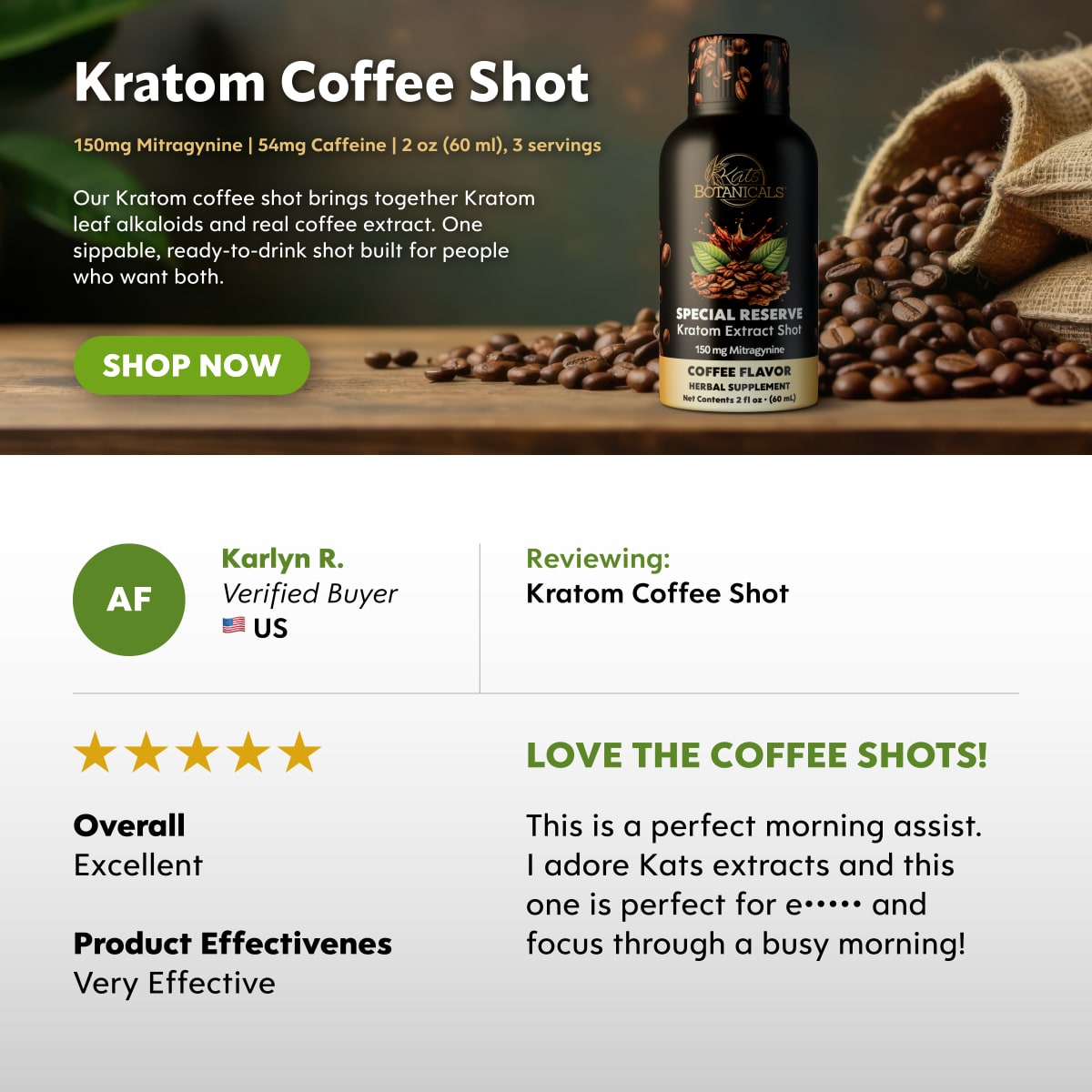 Kratom Coffee Shot - Kats Botanicals