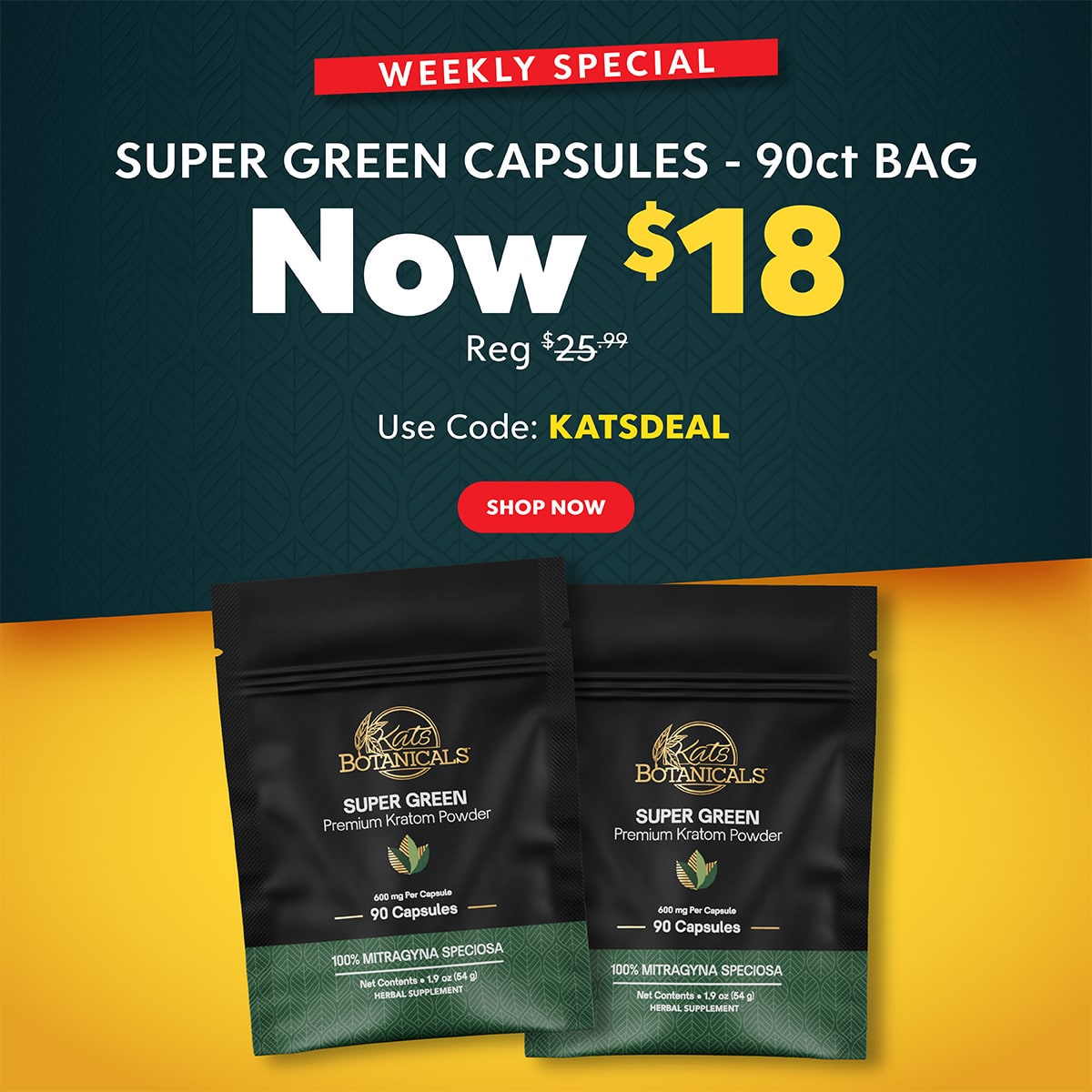 Super Green Capsules 90ct Sale - Kats Botanicals
