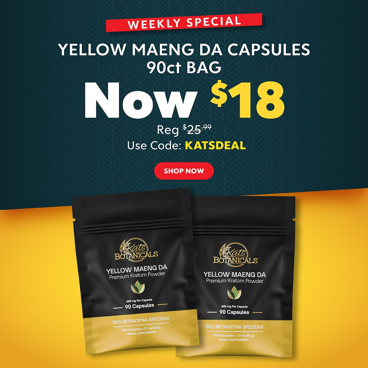 Yellow Maeng Da Capsules Deal - Kats Botanicals