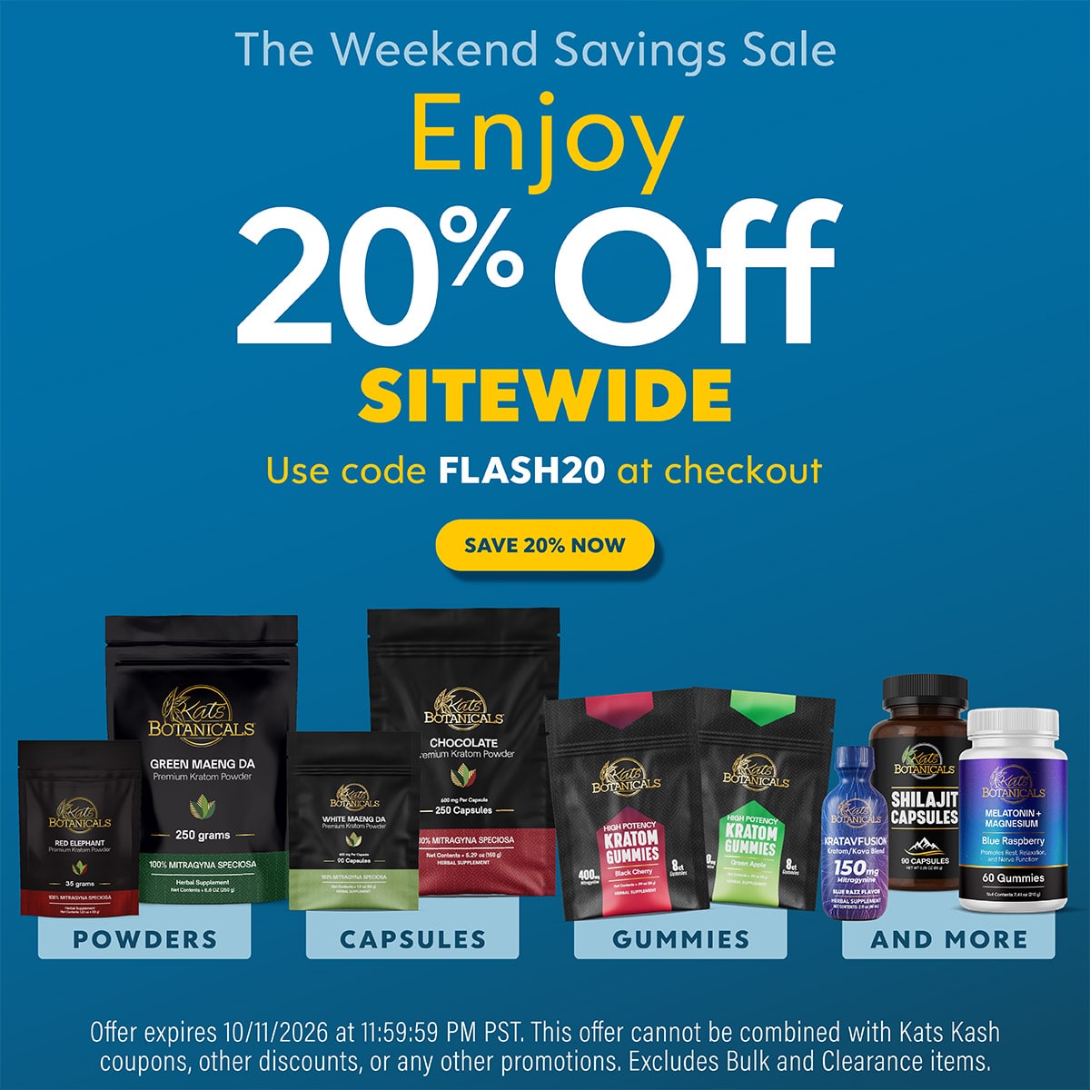 20% off Kats Botanicals - Kratom Sale