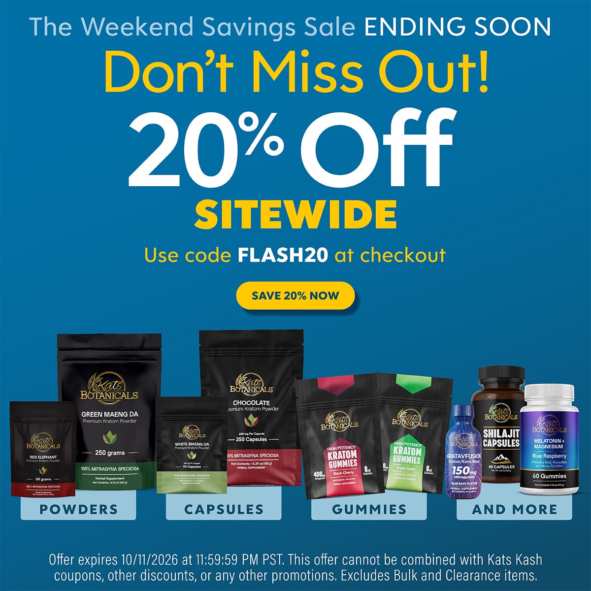 20% off Kats Botanicals - Kratom Sale