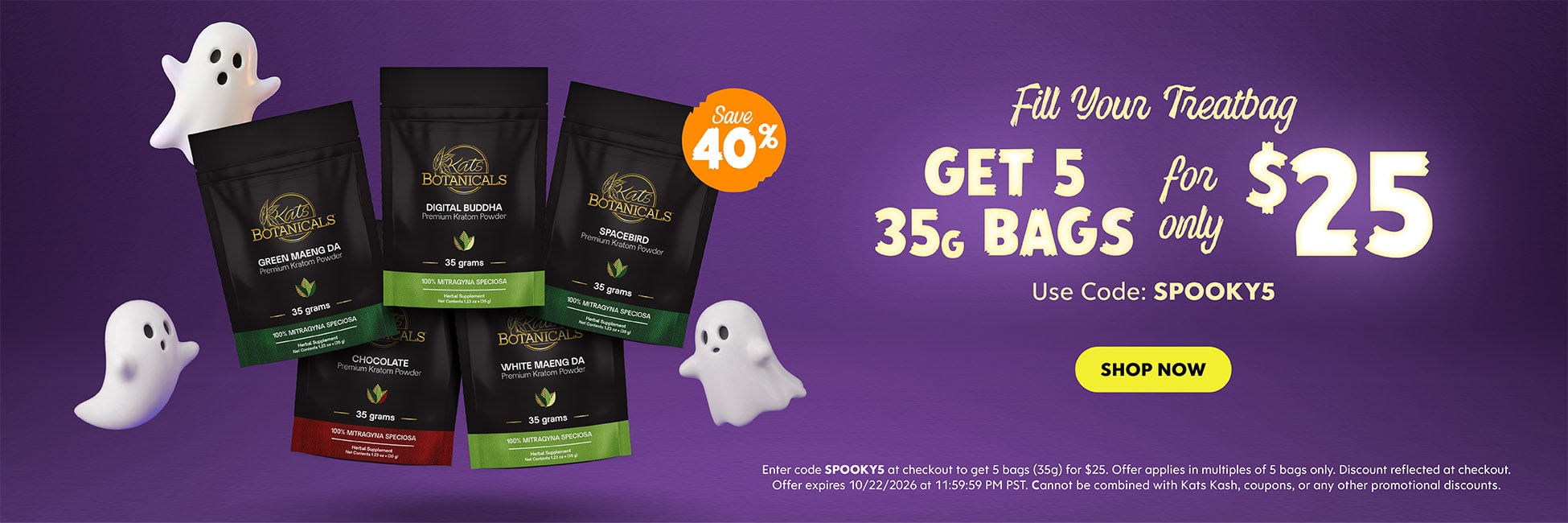 5 x 35g Kratom Bags for $25 - Kats Botanicals