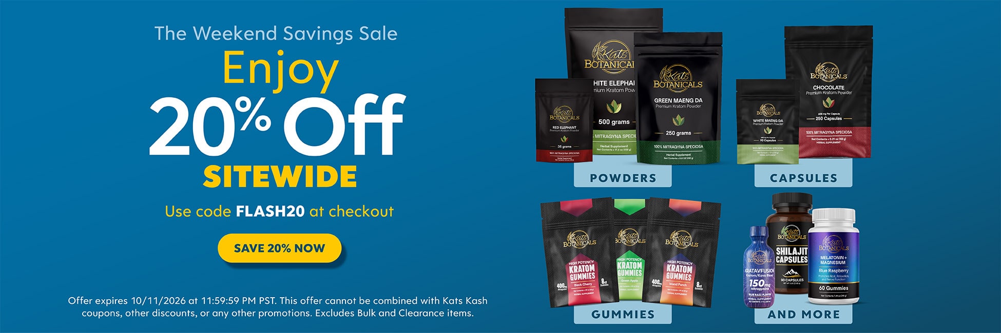 20% off Kats Botanicals - Kratom Sale