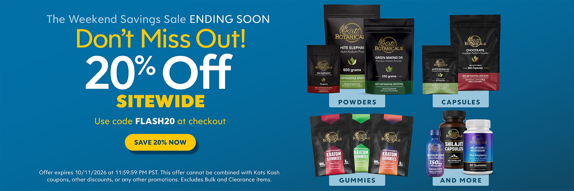 20% off Kats Botanicals - Kratom Sale